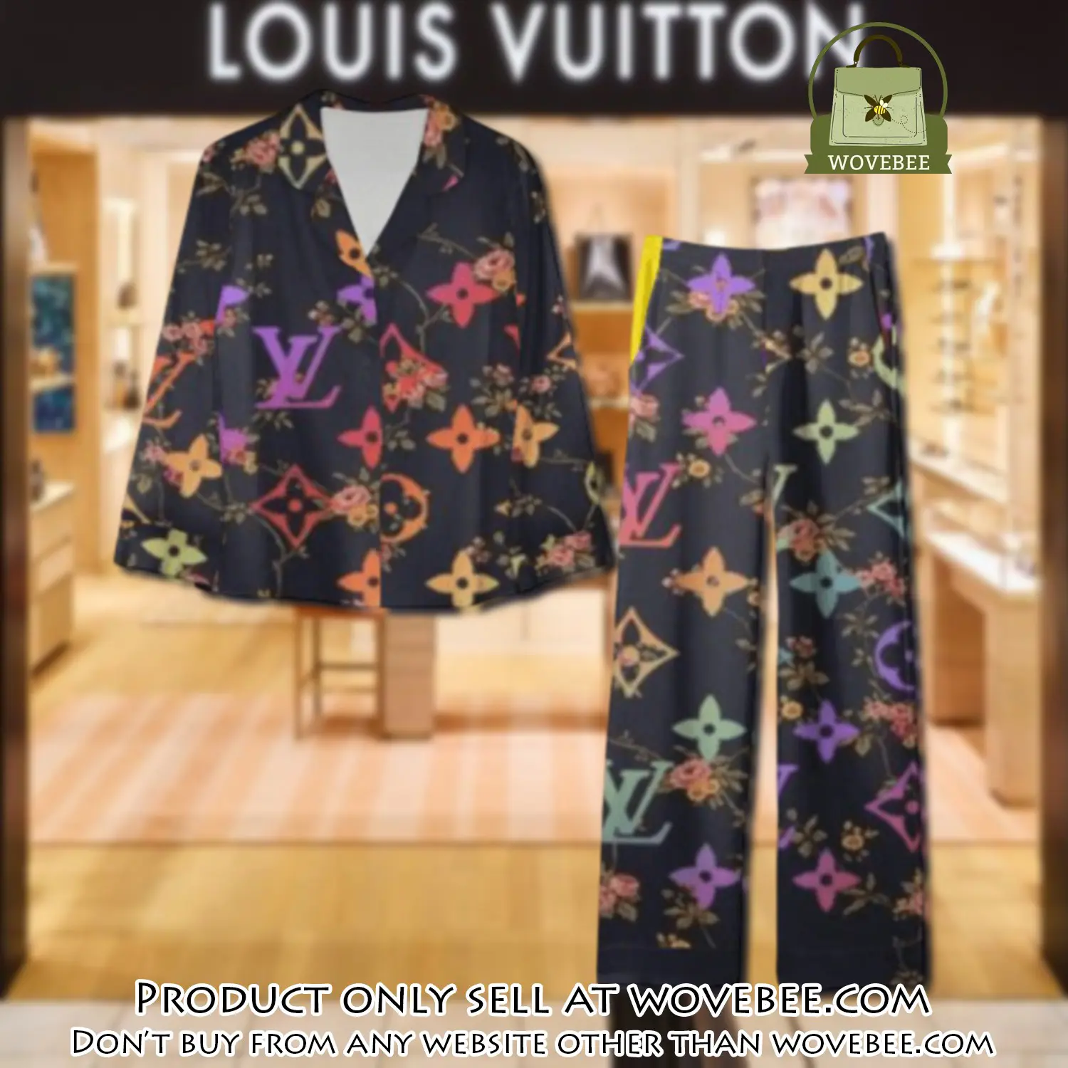 Trending luxury lv satin pajama set pjs1084 wvb1345657
